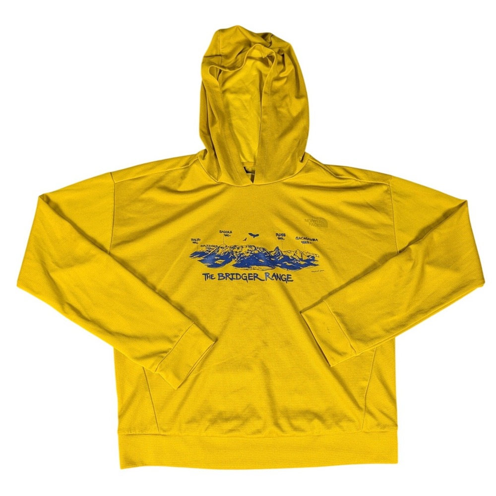 The North Face Womens Bridger Range Mountain Graphic Sun Hoodie Yellow M - Picture 2 of 10